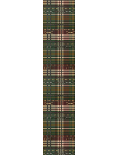 Green Plaid Dressage Christmas Equestrian Table Runner: Polyester
