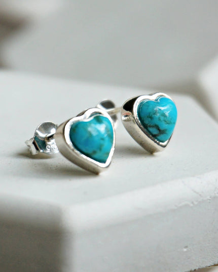 Turquoise Heart Stud Earrings