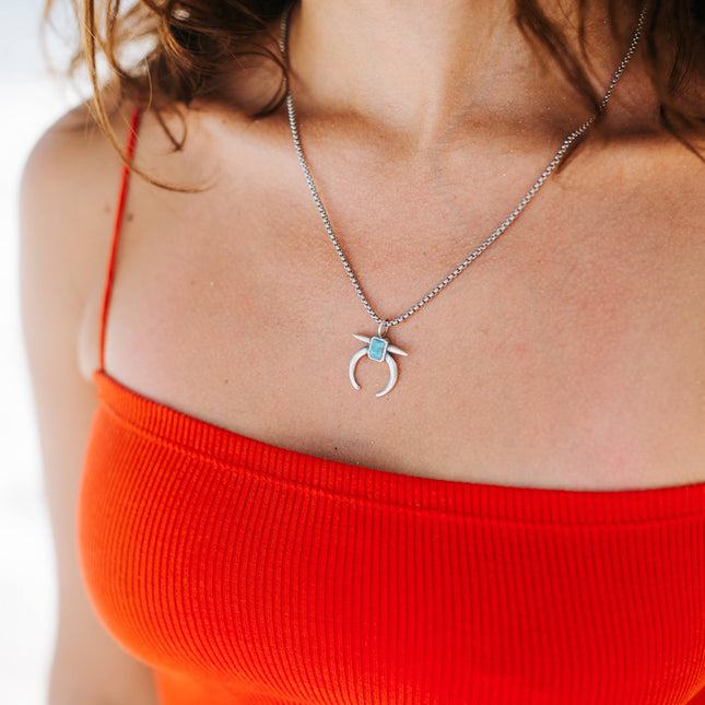 Naja Turquoise Necklace: Sterling silver 16-18"
