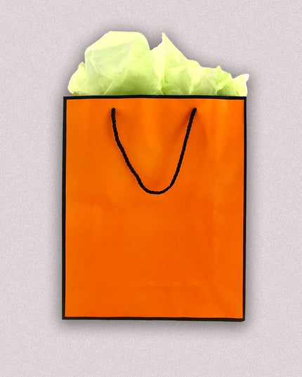ByHome - Bright Orange with Black Border Paper Gift Bag w/ tissue: 8