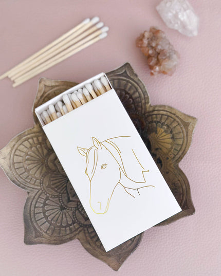White Oversized Horse Head Matches with Gold Foil: White