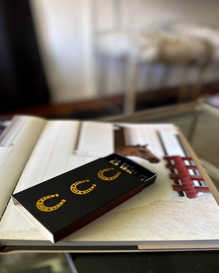 Black Oversized Horseshoe Matches with Gold Foil: Black