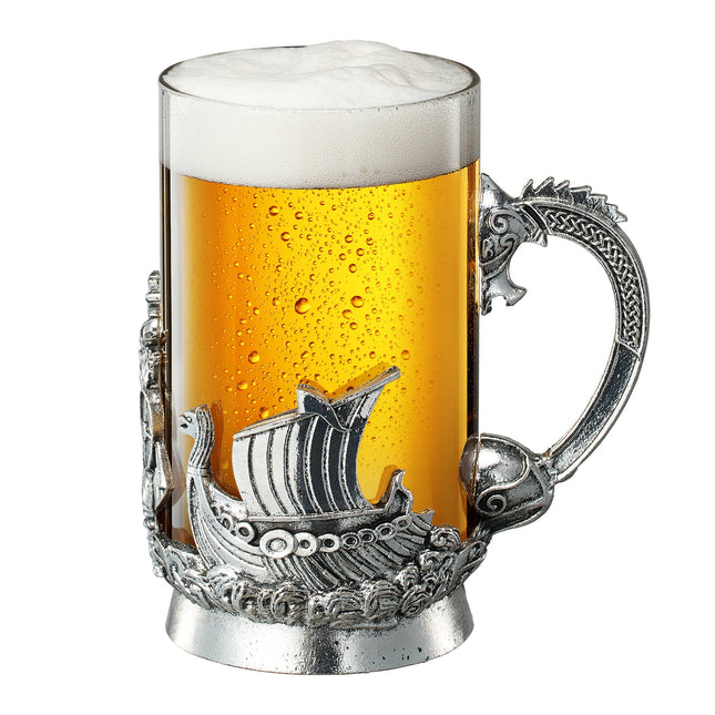 Viking & Mythological Pewter Beer Glass, 18OZ