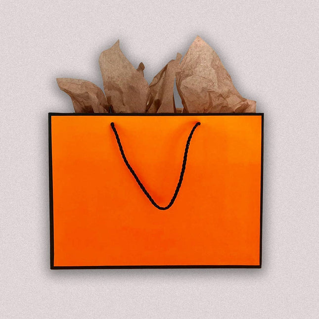 ByHome - Bright Orange with Black Border Paper Gift Bag w/ tissue: 7