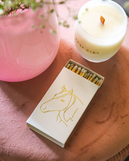 White Oversized Horse Head Matches with Gold Foil: White