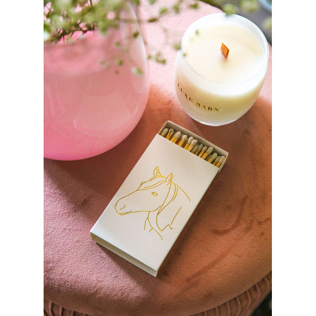 White Oversized Horse Head Matches with Gold Foil: White