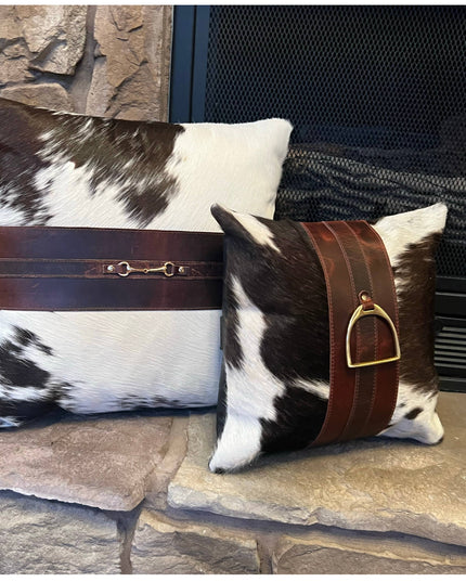 Equestrian English Stirrup Iron Cowhide Leather Pillow 