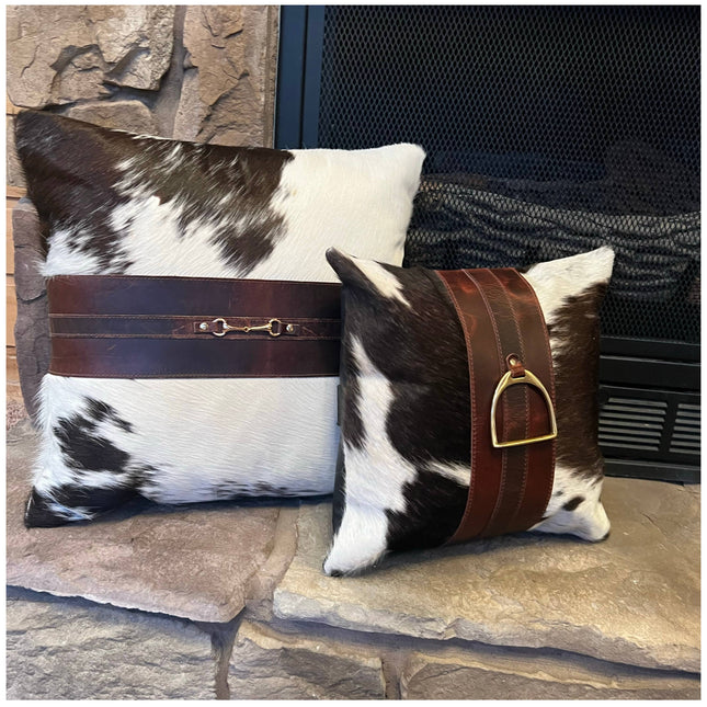 Equestrian English Stirrup Iron Cowhide Leather Pillow 
