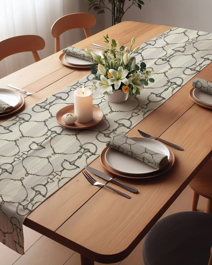 Ivory and Cream Stripe D-Ring snaffle Bit Table Runner