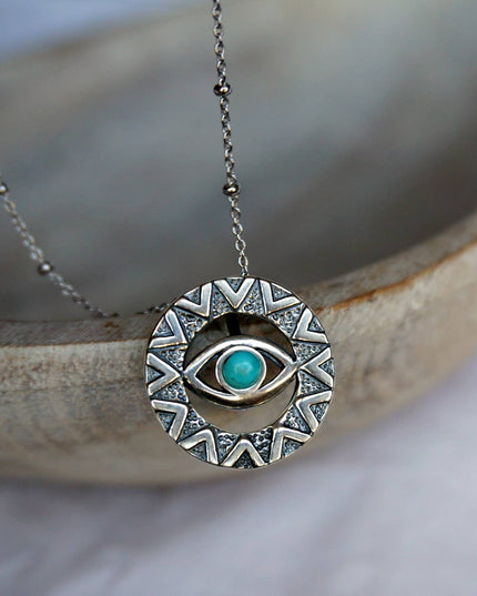 Evil eye Turquoise Necklace: Sterling silver