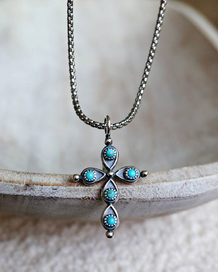 Giulia Cross Necklace: Sterling silver 16-18"