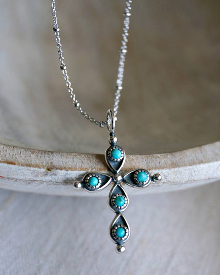 Giulia Cross Necklace: Sterling silver 16-18"