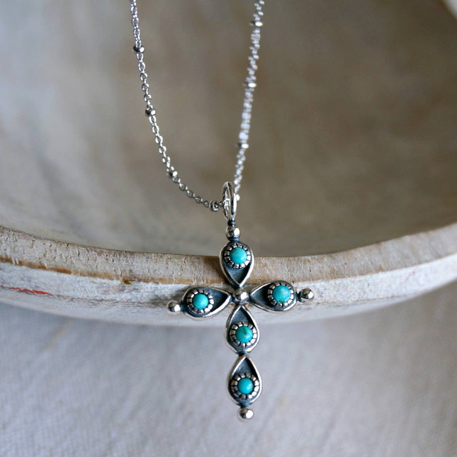 Giulia Cross Necklace: Sterling silver 16-18"