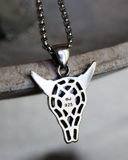 Cow Skull Turquoise Necklace: 18"