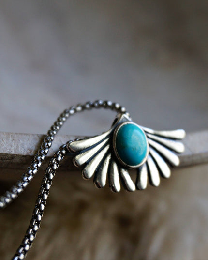 Prayer Turquoise Necklace: Sterling silver 16-18"