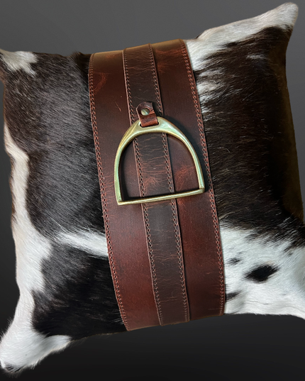 Equestrian English Stirrup Iron Cowhide Leather Pillow 