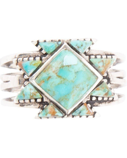 Sharp Turquoise and Sterling Silver Ring: 7