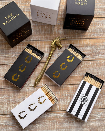 Black Oversized Horseshoe Matches with Gold Foil: Black