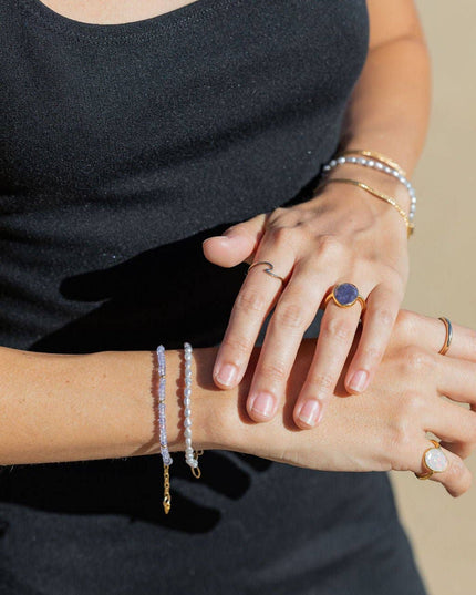 Tanzanite & Gold Chain Bracelet - Ke'ala