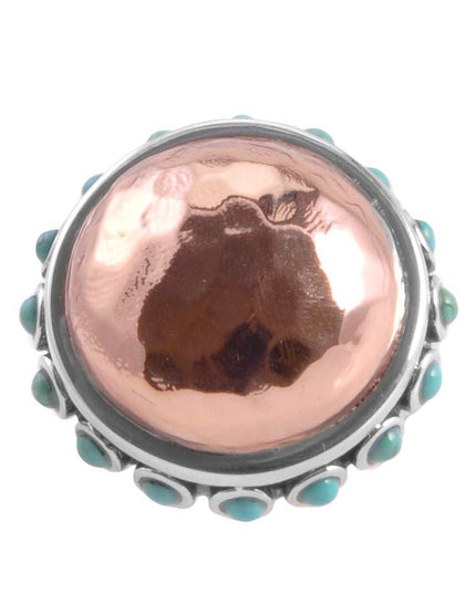 Mixed Metal and Turquoise Statement Ring: 7
