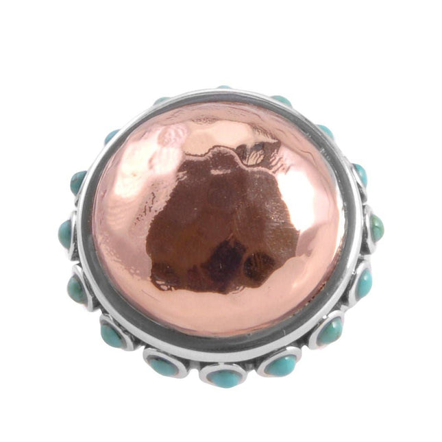 Mixed Metal and Turquoise Statement Ring: 7