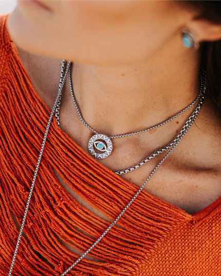 Evil eye Turquoise Necklace: Sterling silver