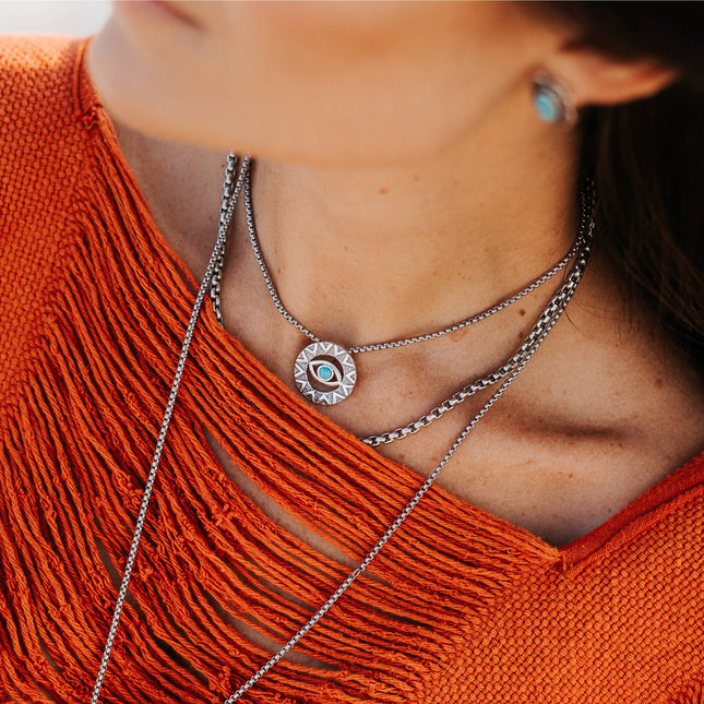 Evil eye Turquoise Necklace: Sterling silver