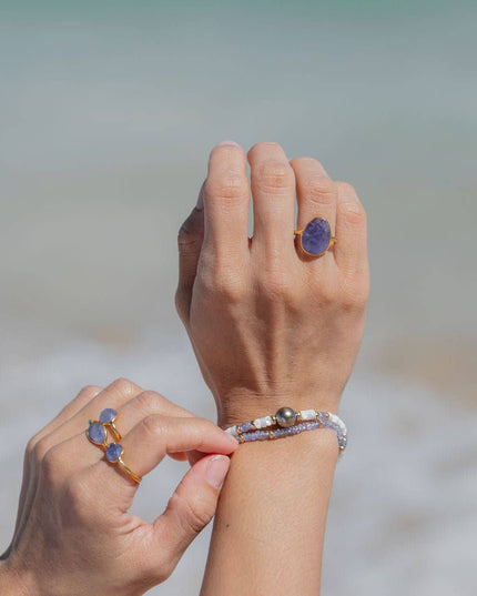 Tanzanite & Gold Chain Bracelet - Ke'ala