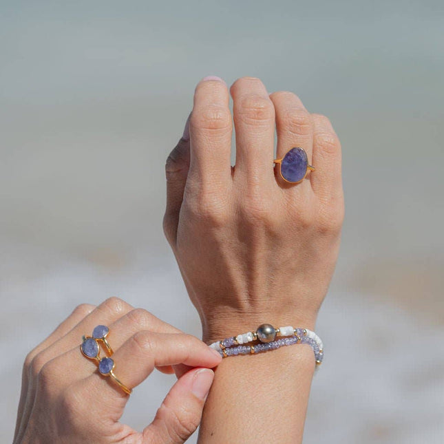 Tanzanite & Gold Chain Bracelet - Ke'ala