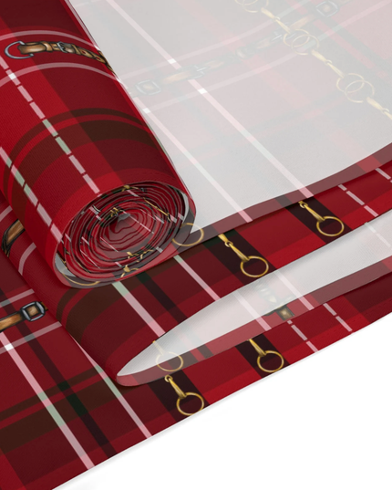 Red Plaid Dressage Christmas Equestrian Table Runner : Polyester
