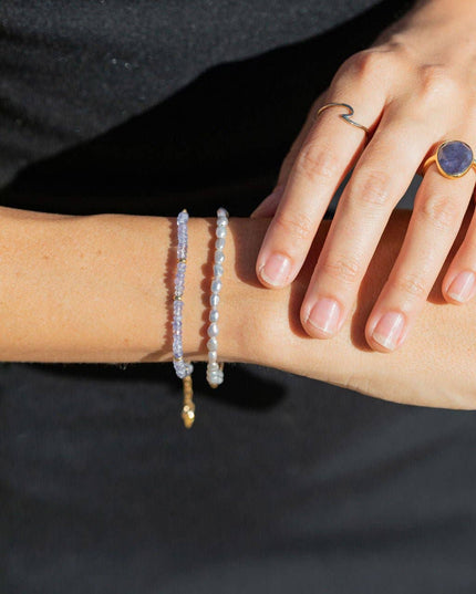 Tanzanite & Gold Chain Bracelet - Ke'ala