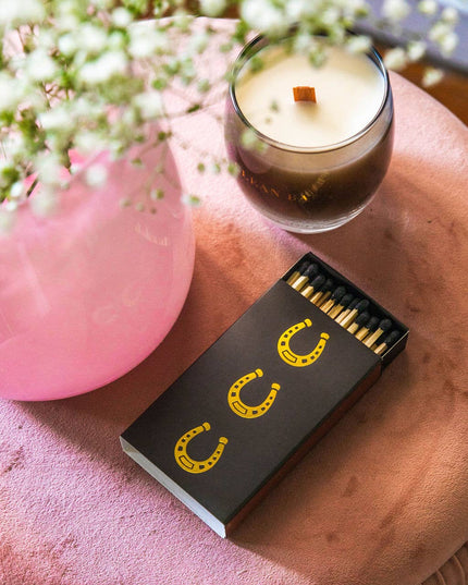 Black Oversized Horseshoe Matches with Gold Foil: Black
