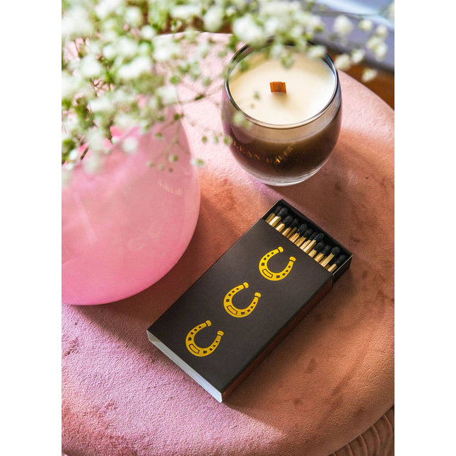Black Oversized Horseshoe Matches with Gold Foil: Black