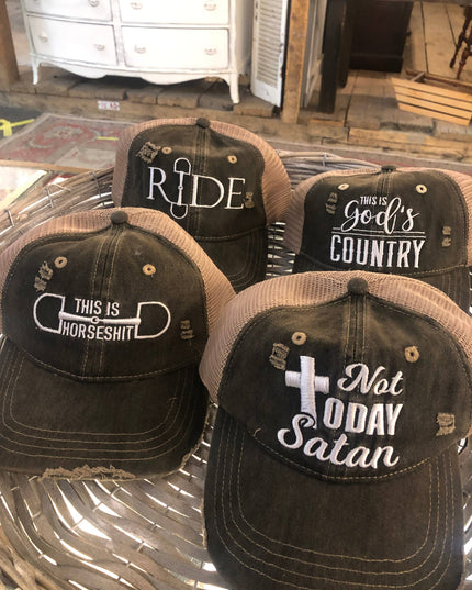 This is HorseShit Distressed Trucker Baseball Cap - by Westrian International