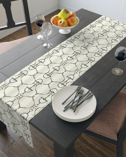 Ivory and Cream Stripe D-Ring snaffle Bit Table Runner
