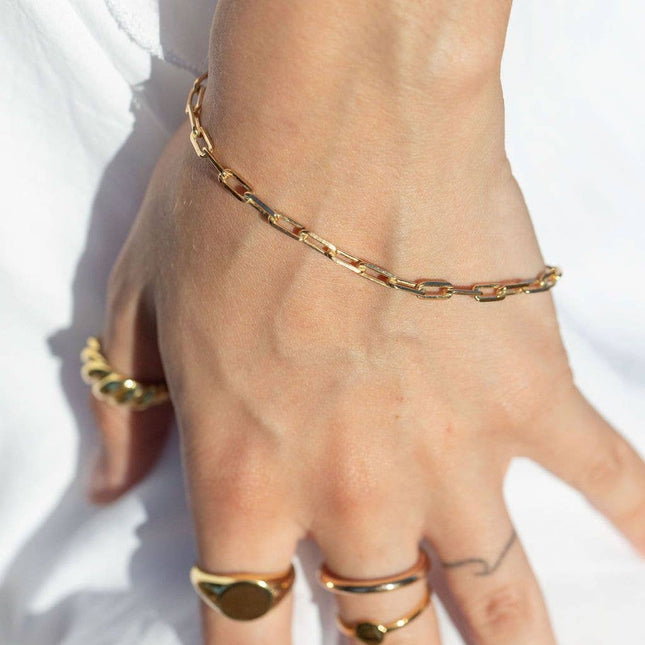 Gold Paperclip Link Chain Bracelet - Kaiea