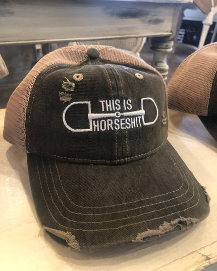 This is HorseShit Distressed Trucker Baseball Cap - by Westrian International