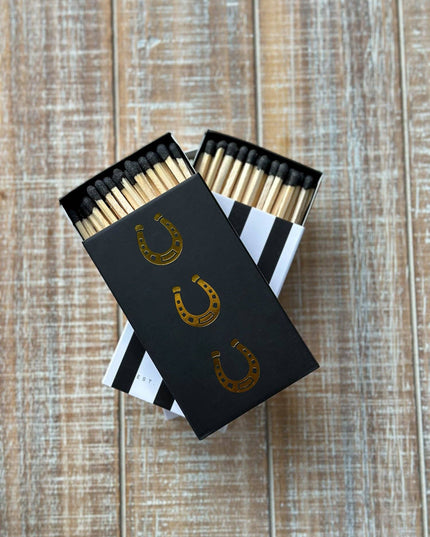 Black Oversized Horseshoe Matches with Gold Foil: Black