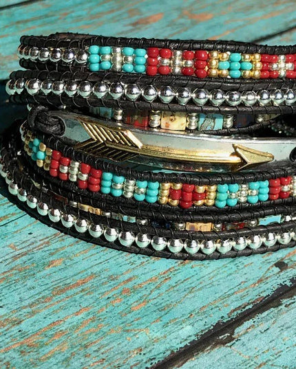 "Arrow" Boho Chic Leather Wrap Bracelet