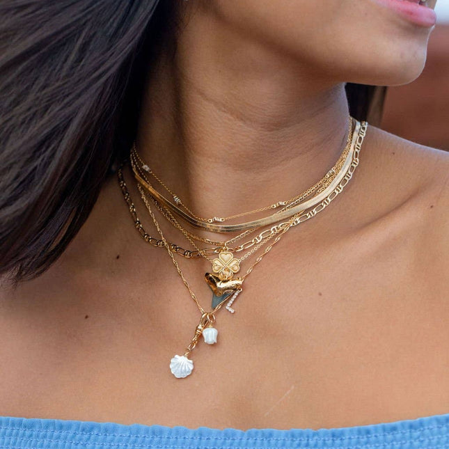 Black Gold Dipped Shark Tooth Necklace - Mano Niho Kahi Black: 18 Inches