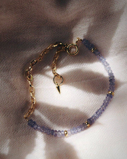 Tanzanite & Gold Chain Bracelet - Ke'ala