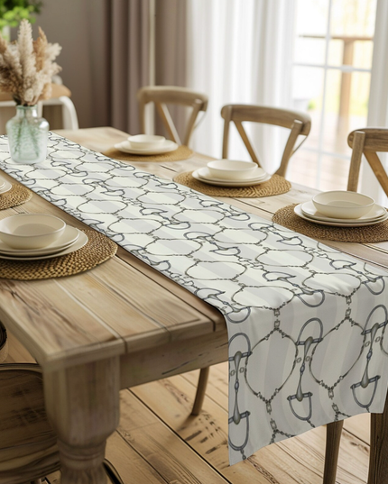 Ivory and Cream Stripe D-Ring snaffle Bit Table Runner