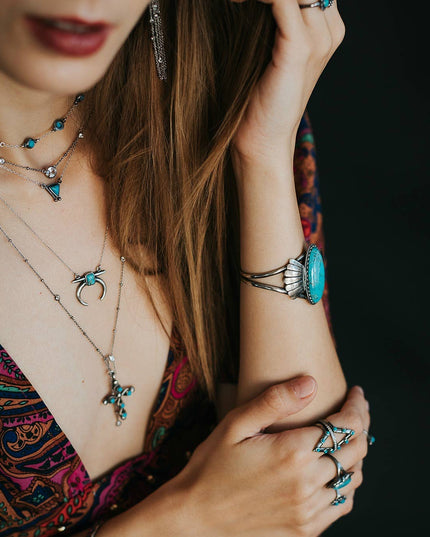 Naja Turquoise Necklace: Sterling silver 16-18"
