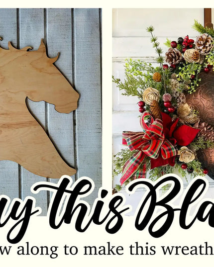 Leather Look Berry And Pine Horse Wreath with poinsettia : Poinsettia