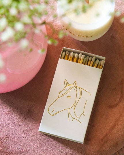 White Oversized Horse Head Matches with Gold Foil: White