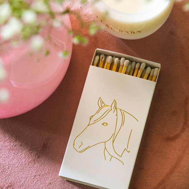 White Oversized Horse Head Matches with Gold Foil: White