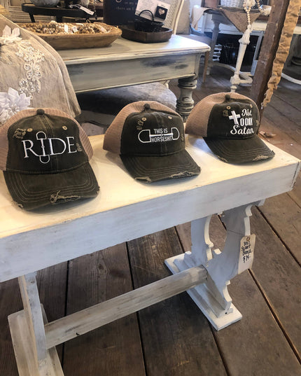 This is HorseShit Distressed Trucker Baseball Cap - by Westrian International