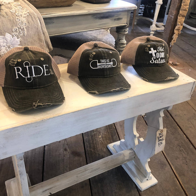 This is HorseShit Distressed Trucker Baseball Cap - by Westrian International