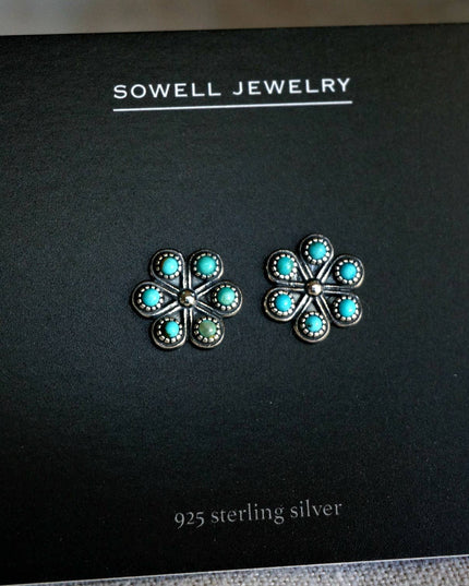 Turquoise Iris Stud Earrings