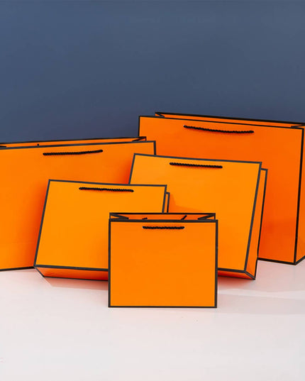 ByHome - Bright Orange with Black Border Paper Gift Bag w/ tissue: 8